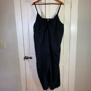 Old Navy Women's 3X Black Linen Blend Sleeveless Knotted Tie Jumpsuit‎